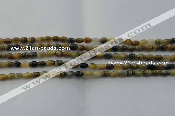 CTE1550 15.5 inches 4*6mm rice golden & blue tiger eye beads wholesale