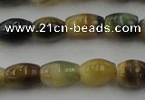 CTE1552 15.5 inches 6*10mm rice golden & blue tiger eye beads wholesale