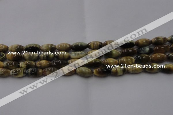 CTE1553 15.5 inches 8*12mm rice golden & blue tiger eye beads wholesale