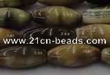 CTE1559 15.5 inches 8*18mm rice golden & blue tiger eye beads wholesale