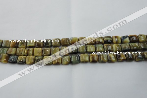 CTE1562 15.5 inches 8*8mm square golden & blue tiger eye beads wholesale