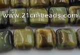 CTE1563 15.5 inches 10*10mm square golden & blue tiger eye beads wholesale