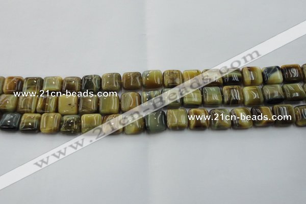 CTE1563 15.5 inches 10*10mm square golden & blue tiger eye beads wholesale