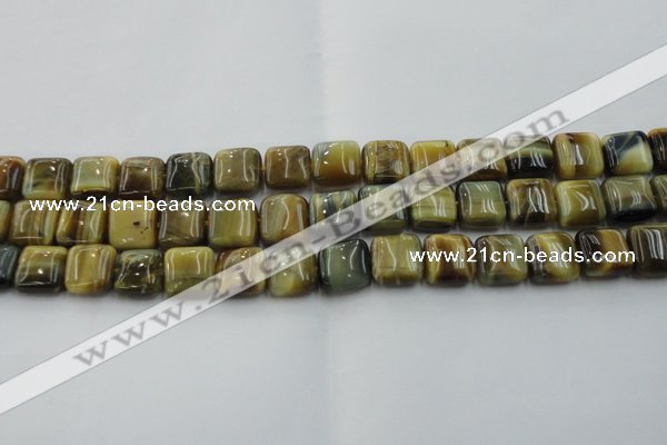 CTE1564 15.5 inches 12*12mm square golden & blue tiger eye beads wholesale