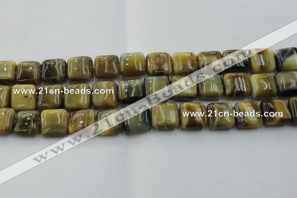 CTE1566 15.5 inches 16*16mm square golden & blue tiger eye beads wholesale