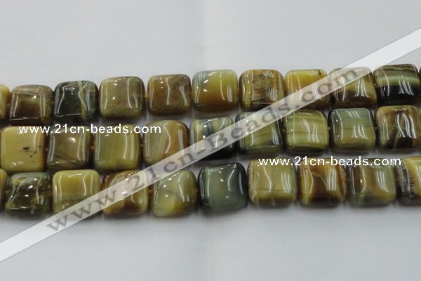 CTE1568 15.5 inches 20*20mm square golden & blue tiger eye beads wholesale