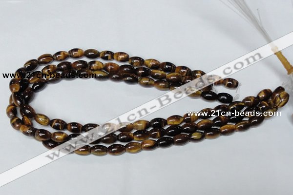 CTE157 15.5 inches 6*8mm rice yellow tiger eye gemstone beads