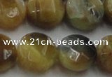 CTE1577 15.5 inches 18mm faceted coin golden & blue tiger eye beads