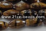 CTE1580 15.5 inches 8*12mm faceted rice yellow tiger eye beads