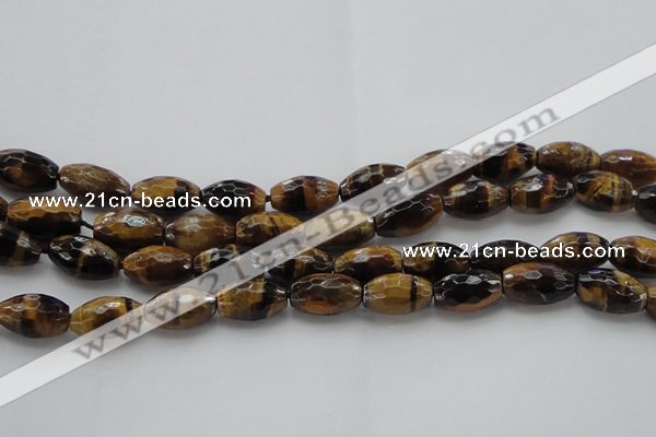 CTE1581 15.5 inches 10*14mm faceted rice yellow tiger eye beads