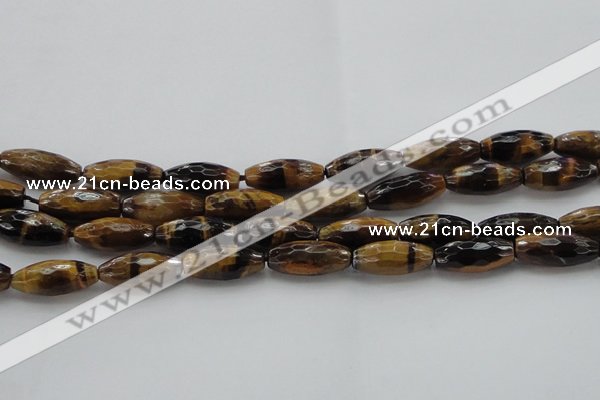 CTE1586 15.5 inches 8*18mm faceted rice yellow tiger eye beads