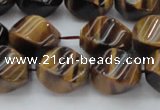 CTE1590 15.5 inches 10*14mm twisted rice yellow tiger eye beads