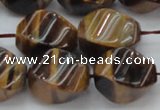 CTE1593 15.5 inches 15*20mm twisted rice yellow tiger eye beads