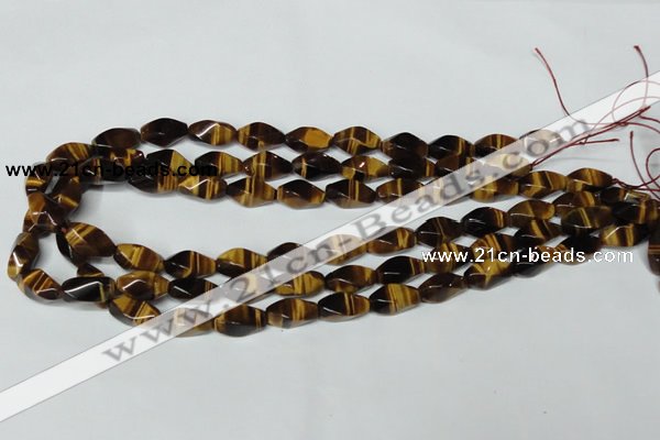 CTE172 15.5 inches 8*16mm twisted rice yellow tiger eye gemstone beads