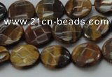 CTE1724 15.5 inches 10mm faceted coin yellow tiger eye beads