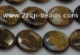 CTE1726 15.5 inches 14mm faceted coin yellow tiger eye beads