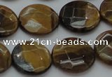 CTE1727 15.5 inches 16mm faceted coin yellow tiger eye beads