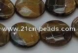 CTE1728 15.5 inches 18mm faceted coin yellow tiger eye beads