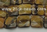 CTE1732 15.5 inches 12*12mm faceted square yellow tiger eye beads