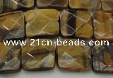 CTE1733 15.5 inches 14*14mm faceted square yellow tiger eye beads