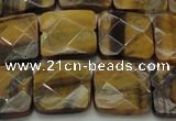 CTE1734 15.5 inches 15*15mm faceted square yellow tiger eye beads