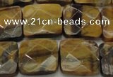 CTE1735 15.5 inches 18*18mm faceted square yellow tiger eye beads