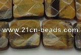 CTE1736 15.5 inches 20*20mm faceted square yellow tiger eye beads