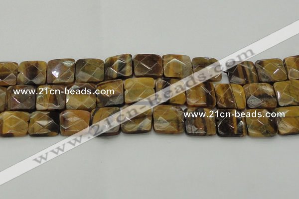 CTE1736 15.5 inches 20*20mm faceted square yellow tiger eye beads