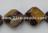 CTE1738 15.5 inches 20*20mm faceted diamond yellow tiger eye beads
