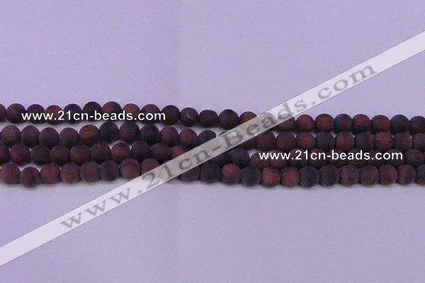 CTE1760 15.5 inches 4mm round matte red tiger eye beads