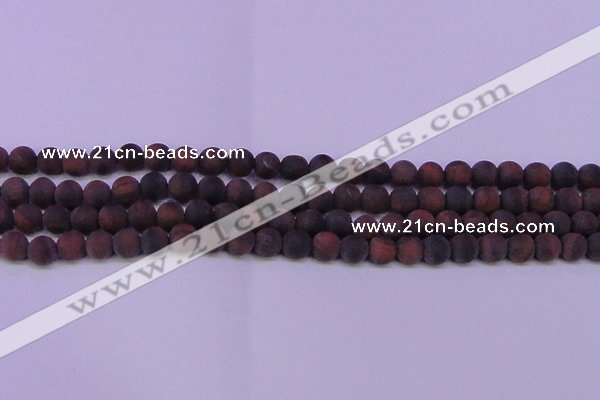 CTE1761 15.5 inches 6mm round matte red tiger eye beads