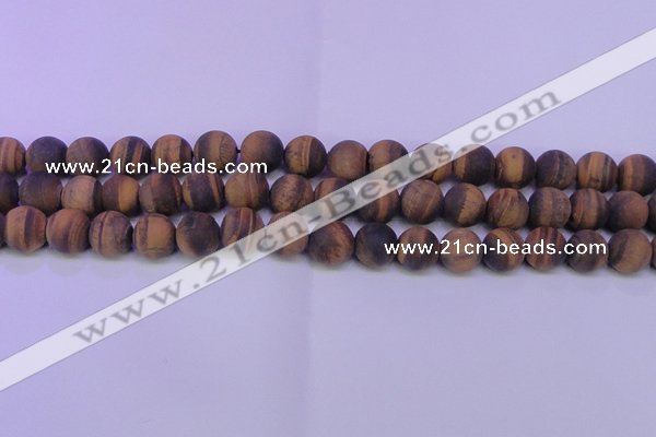 CTE1773 15.5 inches 10mm round matte yellow tiger eye beads