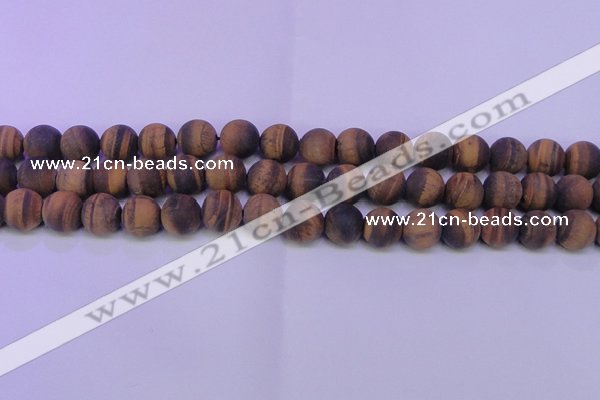 CTE1774 15.5 inches 12mm round matte yellow tiger eye beads