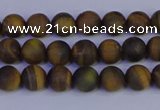 CTE1810 15.5 inches 4mm round matte yellow iron tiger beads