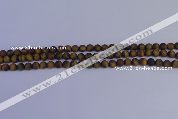 CTE1810 15.5 inches 4mm round matte yellow iron tiger beads