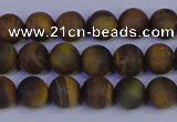 CTE1811 15.5 inches 6mm round matte yellow iron tiger beads