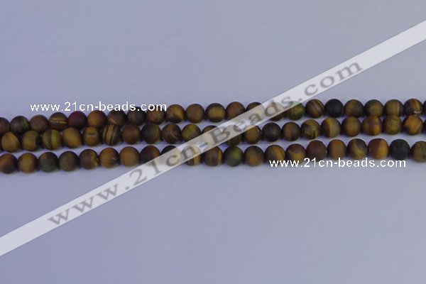 CTE1811 15.5 inches 6mm round matte yellow iron tiger beads