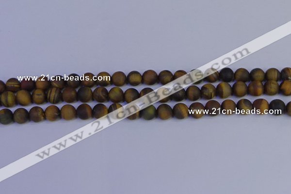 CTE1812 15.5 inches 8mm round matte yellow iron tiger beads