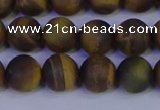 CTE1813 15.5 inches 10mm round matte yellow iron tiger beads