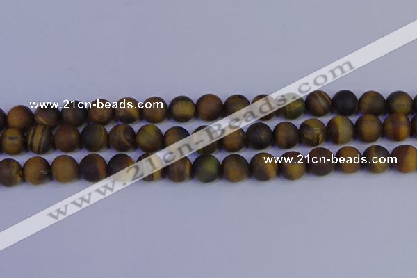 CTE1814 15.5 inches 12mm round matte yellow iron tiger beads