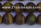 CTE1815 15.5 inches 14mm round matte yellow iron tiger beads