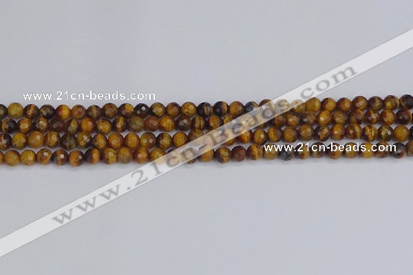 CTE1826 15.5 inches 4mm faceted round yellow tiger eye beads