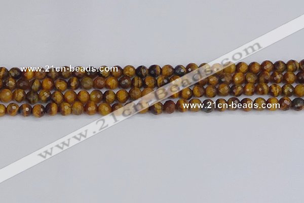 CTE1827 15.5 inches 6mm faceted round yellow tiger eye beads