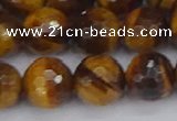 CTE1830 15.5 inches 12mm faceted round yellow tiger eye beads