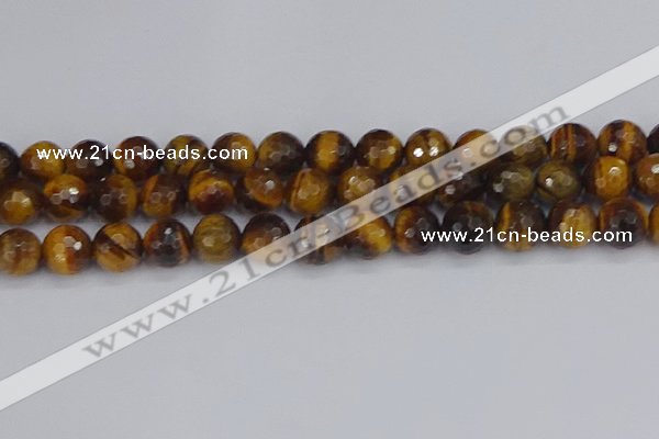 CTE1830 15.5 inches 12mm faceted round yellow tiger eye beads