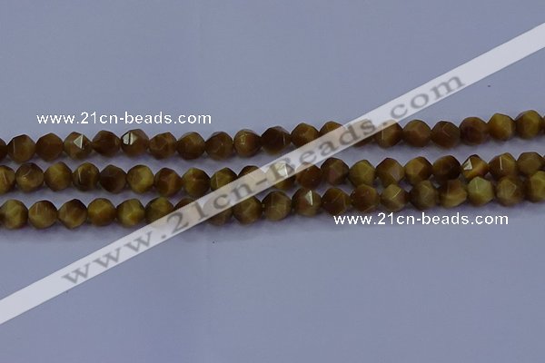 CTE1901 15.5 inches 6mm faceted nuggets golden tiger eye beads