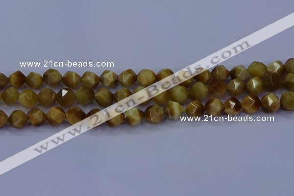 CTE1903 15.5 inches 10mm faceted nuggets golden tiger eye beads