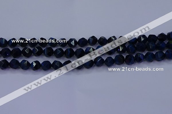 CTE1912 15.5 inches 8mm faceted nuggets blue tiger eye beads