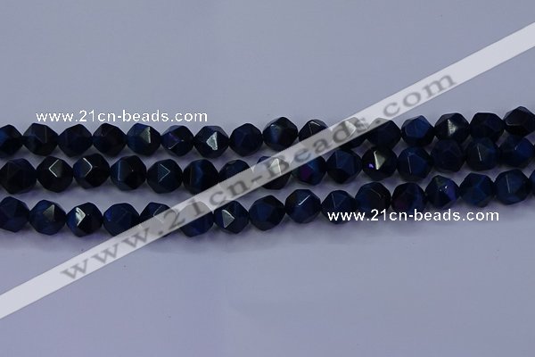 CTE1913 15.5 inches 10mm faceted nuggets blue tiger eye beads