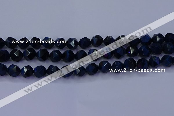 CTE1914 15.5 inches 12mm faceted nuggets blue tiger eye beads